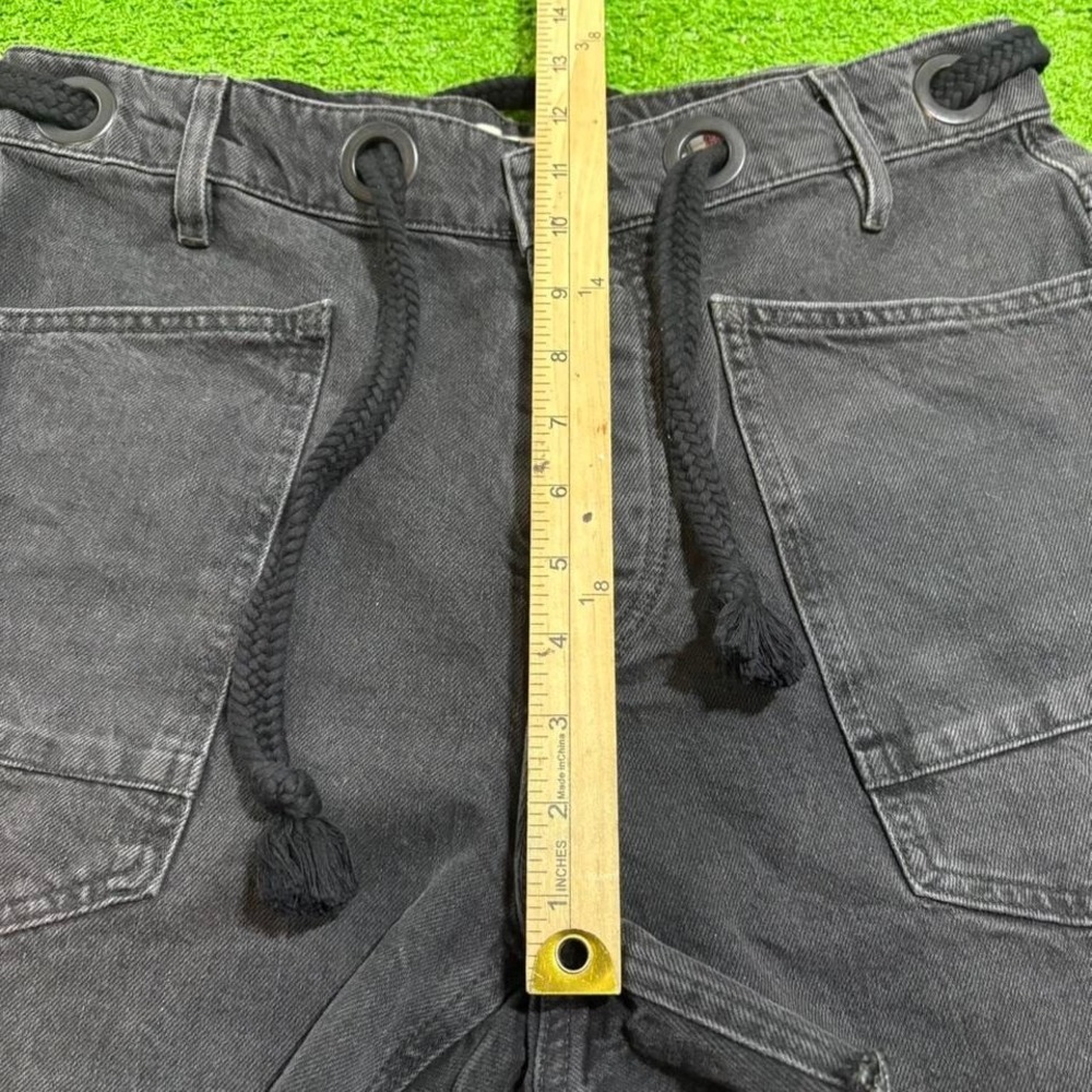 Free People We The Free Black Denim Moxie Barrel Shorts Drawstring Size 28 NEW - Picture 5 of 8